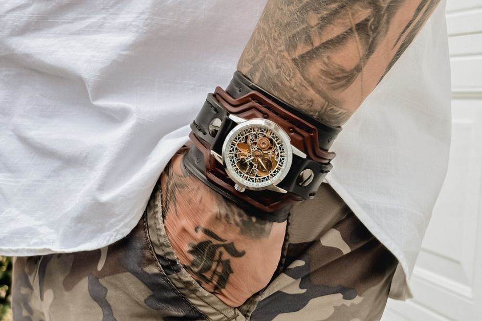 steampunk watch on wrist 2